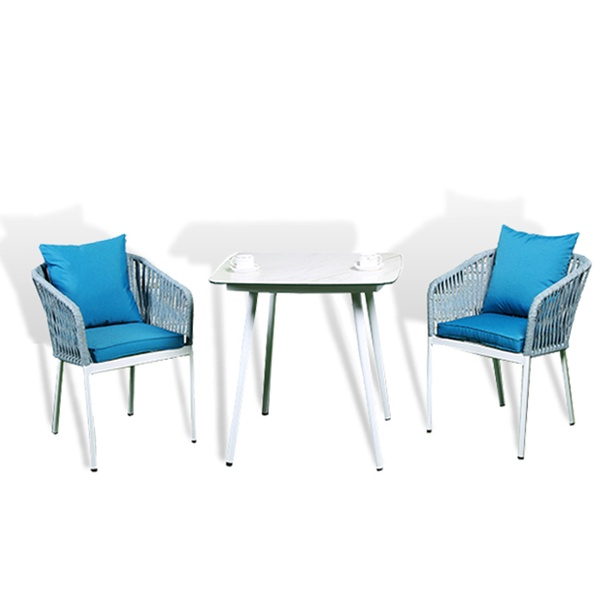 Aluminum Rope Wicker Restaurant Dining Room Set Furniture Table With Chairs Made In China【I can-50089】