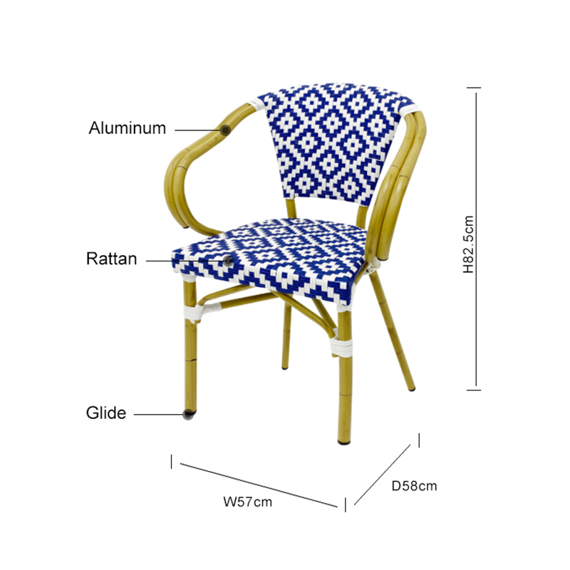 Old Blue Customized Dining Imitation Color Rattan Chair
