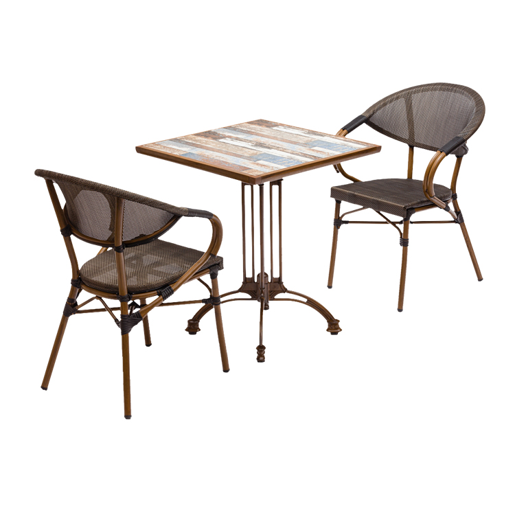 Anti Folding Garden Restaurant Furniture Aluminum Wicker Chair Table SE-50024